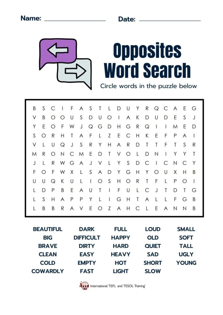 Opposites EFL Word Search | ️ ️ ️ ITTT Opposites EFL Word Search | ️ ️ ️ ITTT
