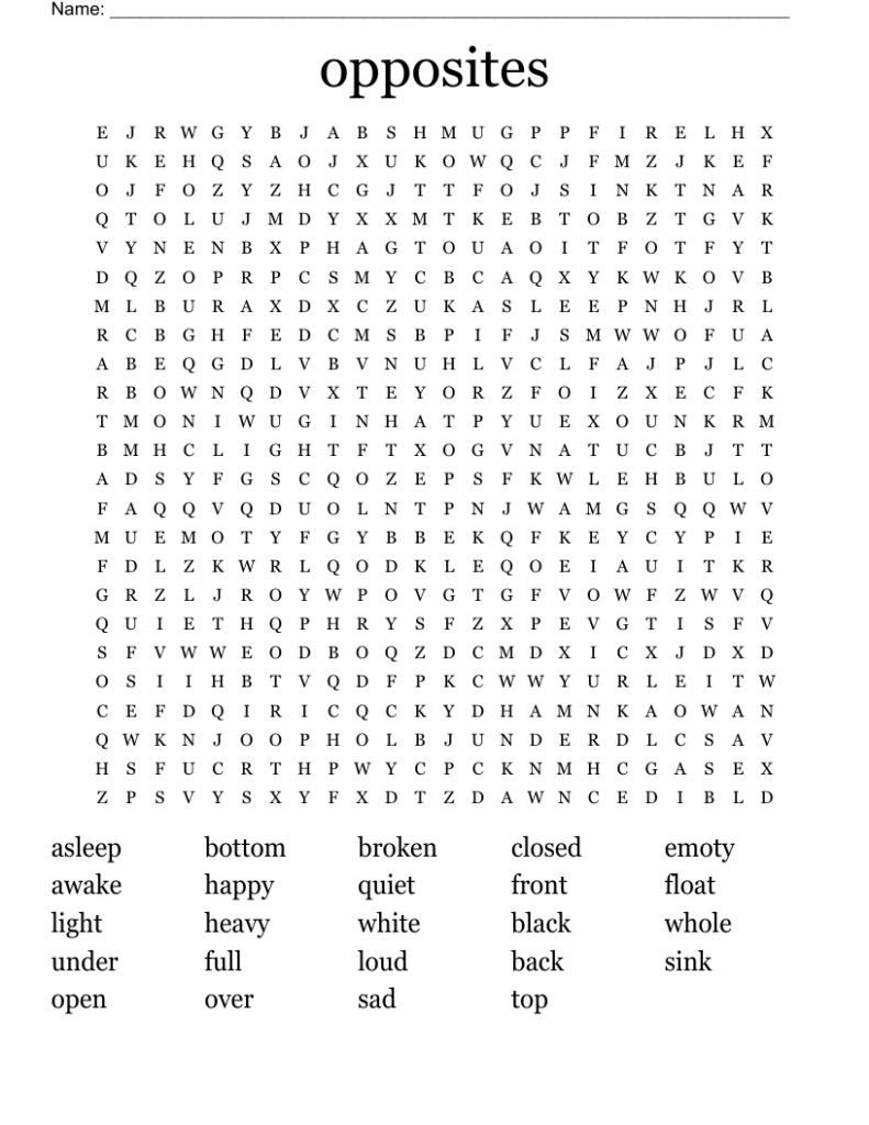 Opposites Word Search Interactive Worksheet Opposite Opposites Word Search Interactive Worksheet Opposite