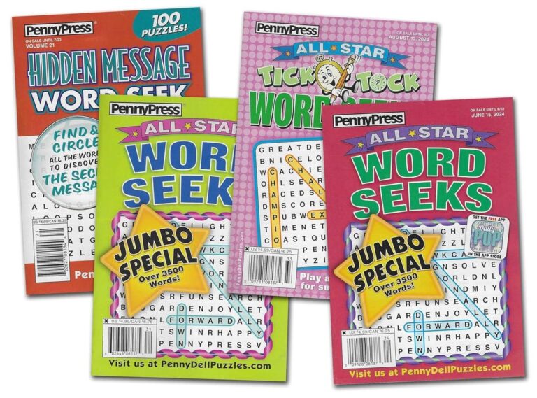 Penny Press Word Games Puzzles - Penny Press Word Seek Digest Size Puzzle Books. Four Books Over 390 ...