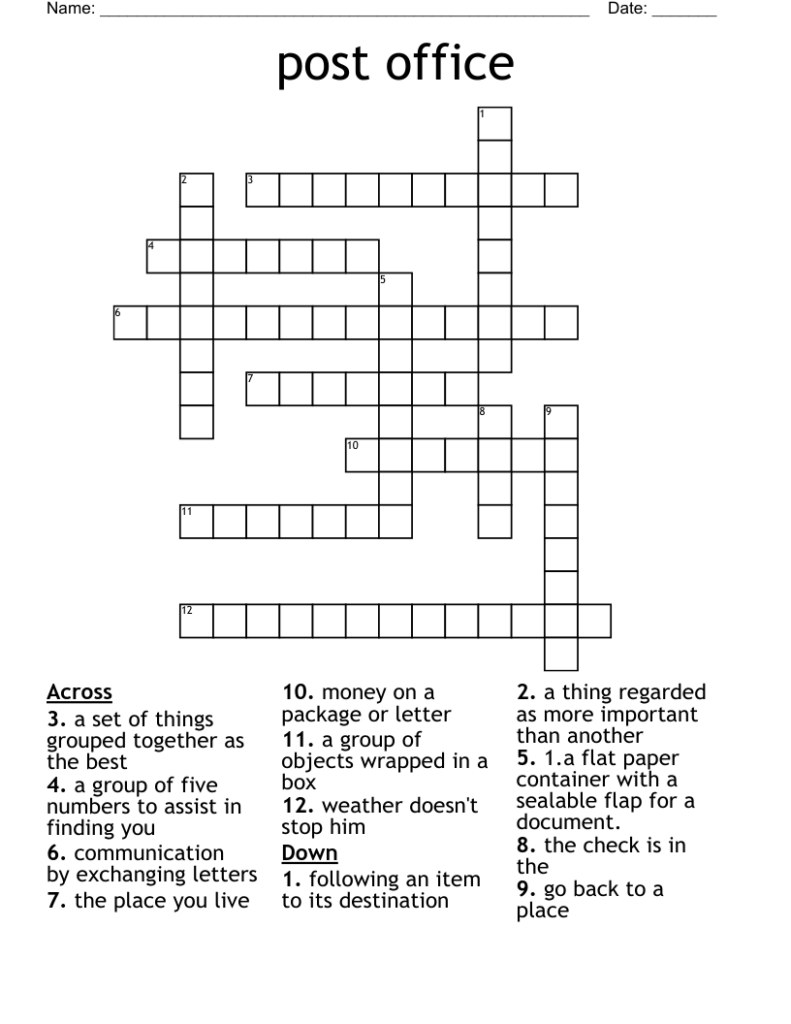 Post Office Word Search - WordMint