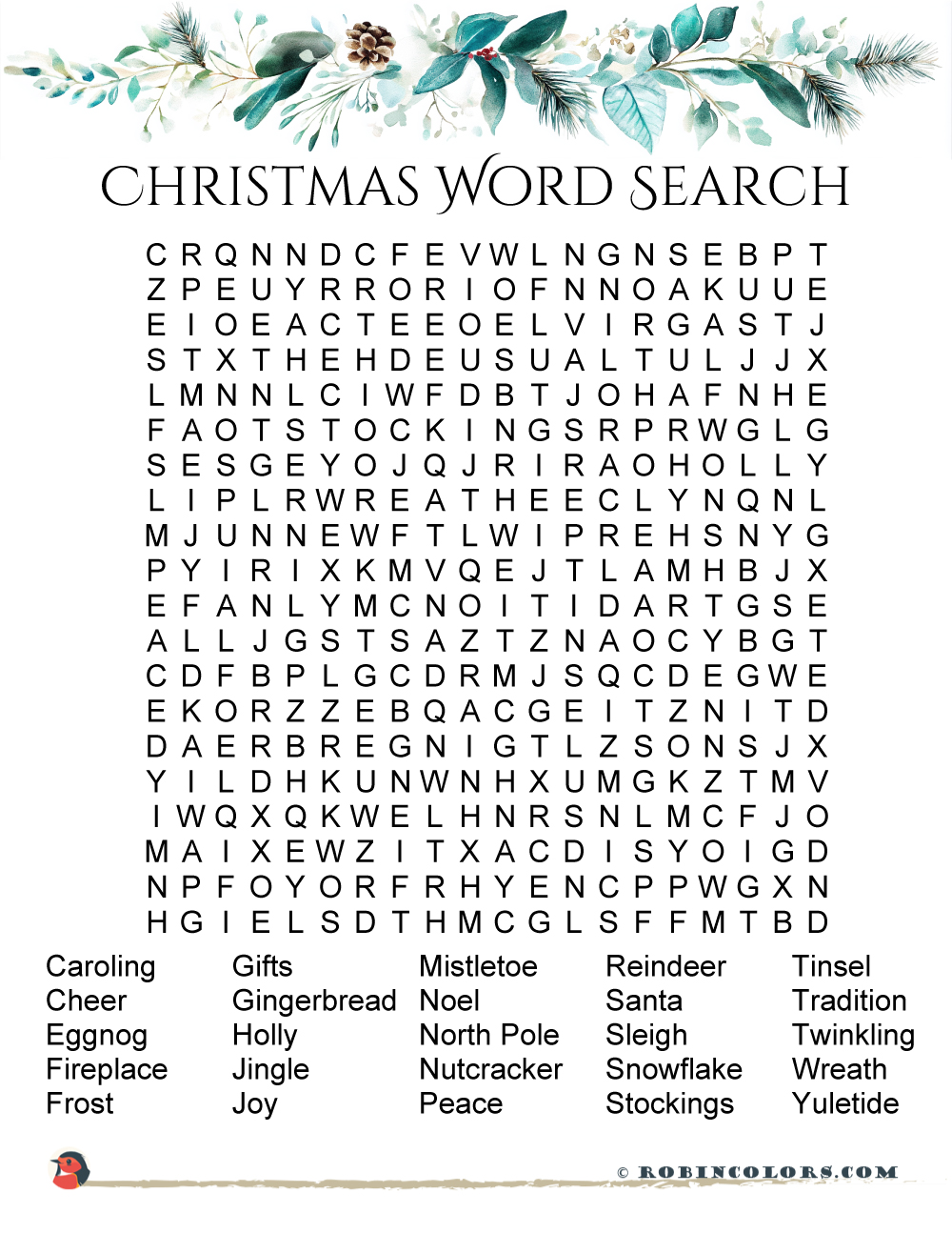 Printable Christmas Word Search Puzzles For Adults - Free Printable Christmas Games for Adults | Robin Colors