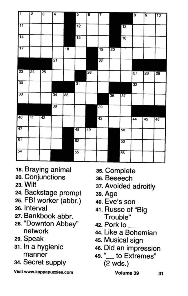 Printable Crossword Puzzles Large Print – Printable We Love Printables Printable Crossword Puzzles Large Print - Printable We Love Printables