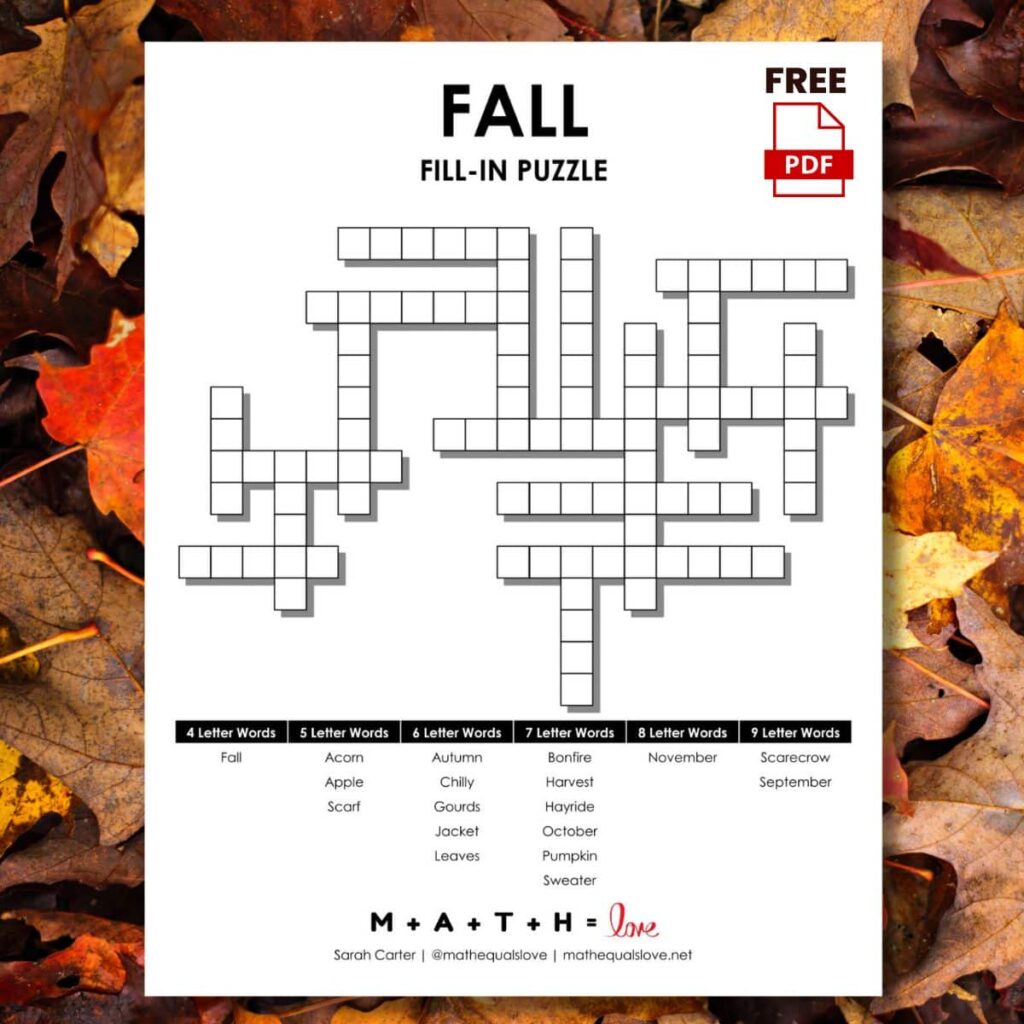 Printable Fill In Puzzles With Answers
