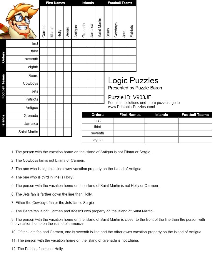 Printable Logic Puzzle Grid - Printable Free Templates