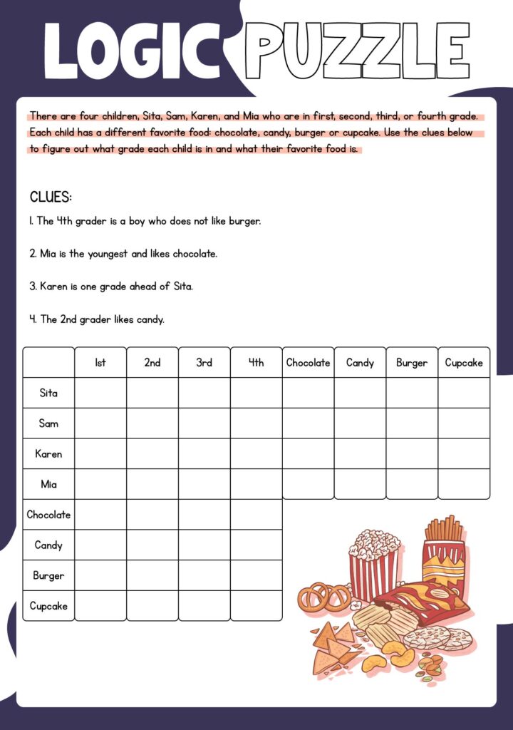 Printable Logic Puzzles Printable Logic Puzzles