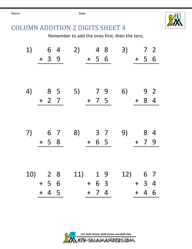 Printable Math Worksheets Addition