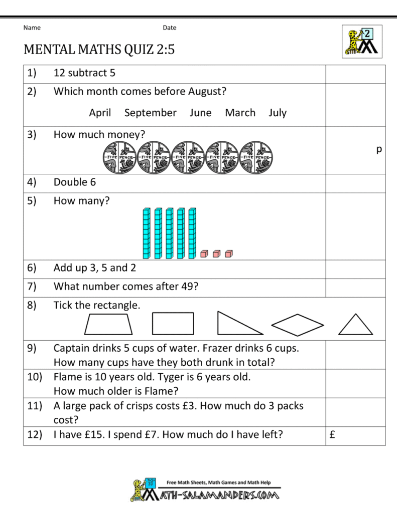 Printable Mental Maths Year 2 Worksheets Printable Mental Maths Year 2 Worksheets