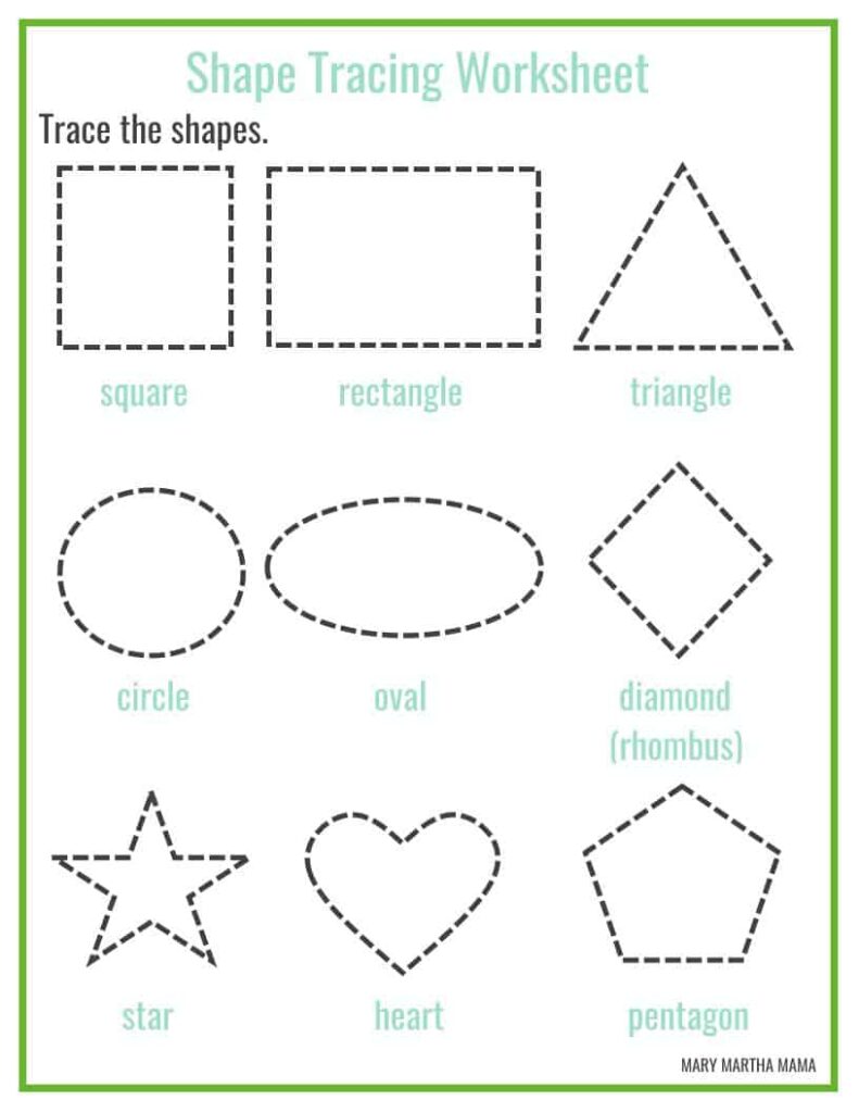 Shapes Worksheets for Preschool [Free Printables] – Mary Martha Mama
