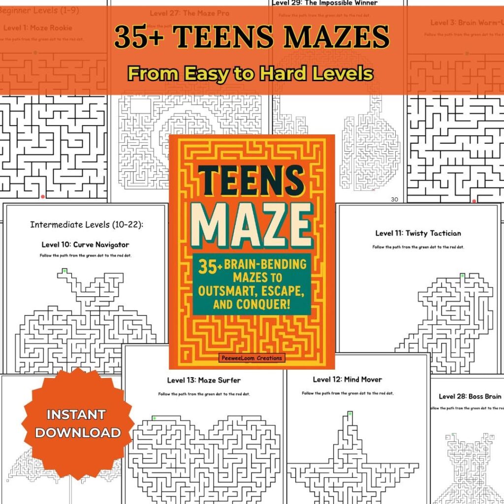 Teen Maze Book | Printable Maze Puzzle Book | Brain Games for Teens … Teen Maze Book | Printable Maze Puzzle Book | Brain Games for Teens ...