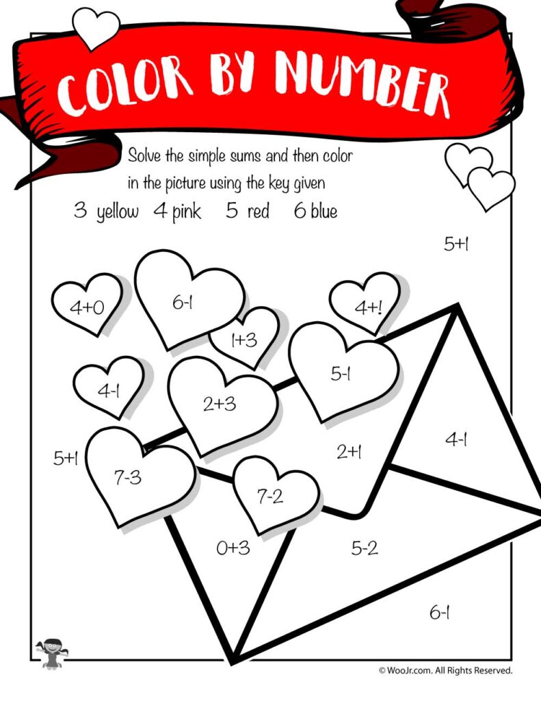 Valentine’s Day Card Math Coloring Printable | Woo! Jr. Kids Activities … Valentine's Day Card Math Coloring Printable | Woo! Jr. Kids Activities ...