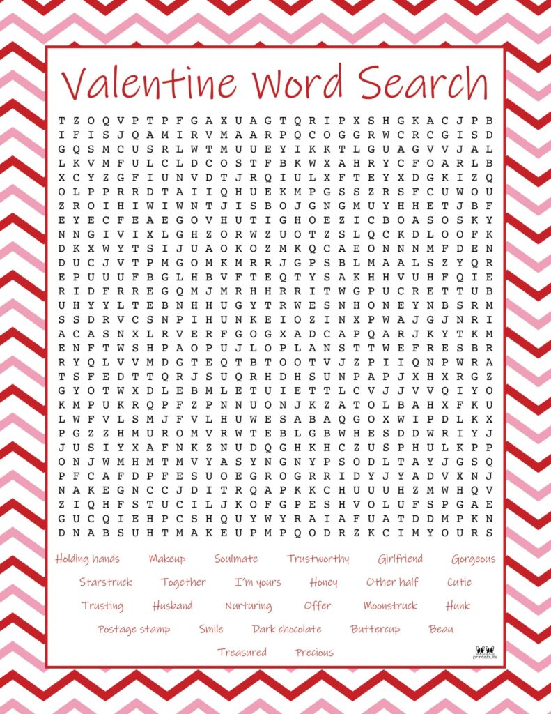 Valentine's Day Word Searches - 20 FREE Pages | Printabulls