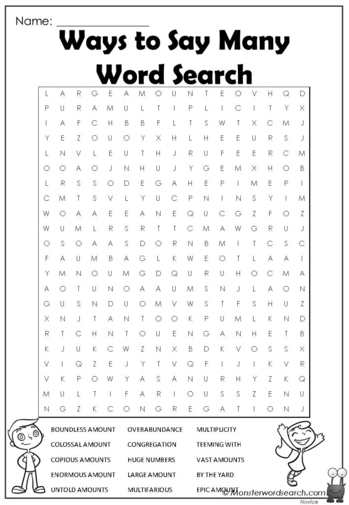 Ways To Say Many Word Search Level 71 - ways to say many word search - Monster Word Search - Worksheets Library