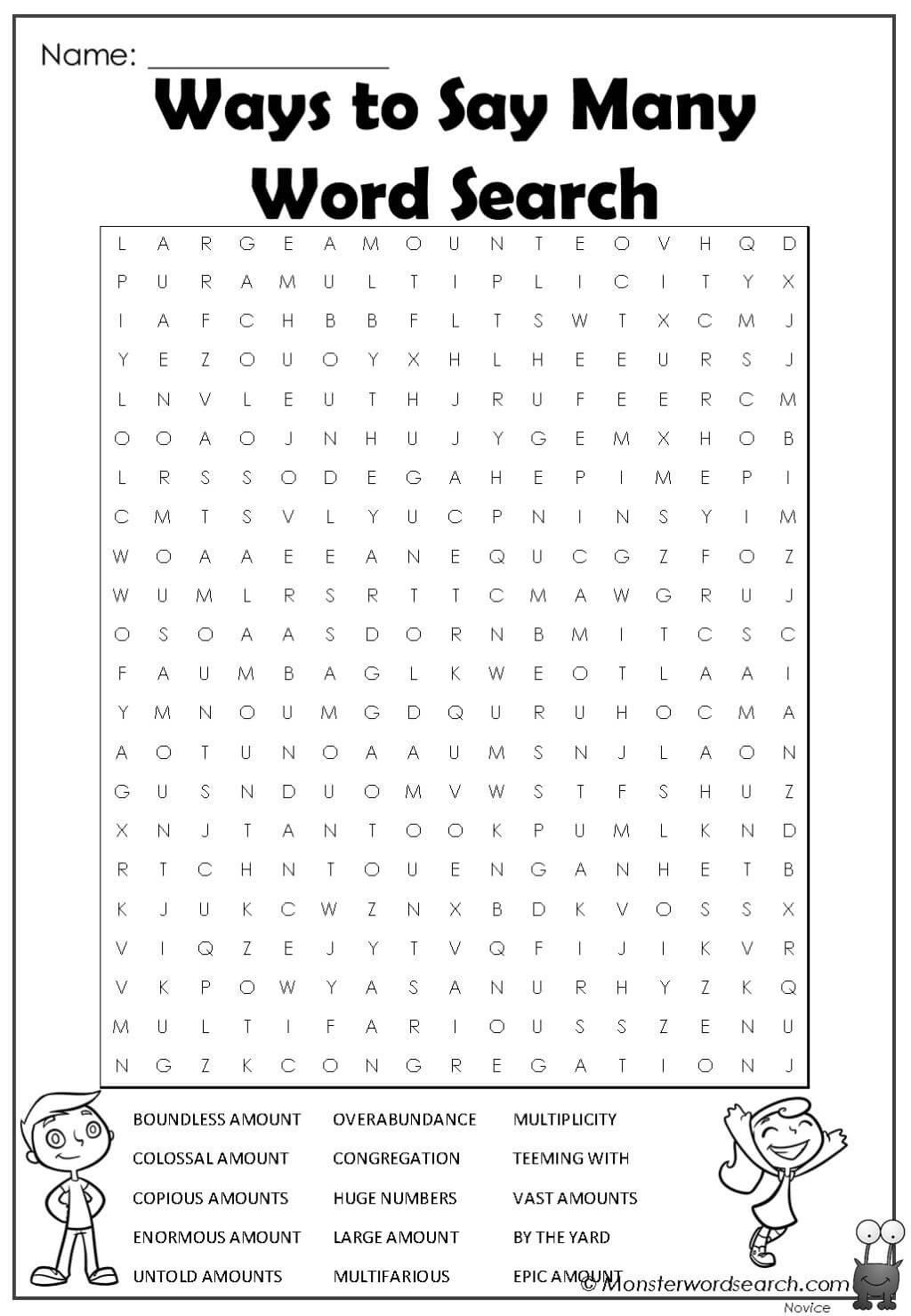 Ways To Say Many Word Search Level 71 - ways to say many word search - Monster Word Search - Worksheets Library