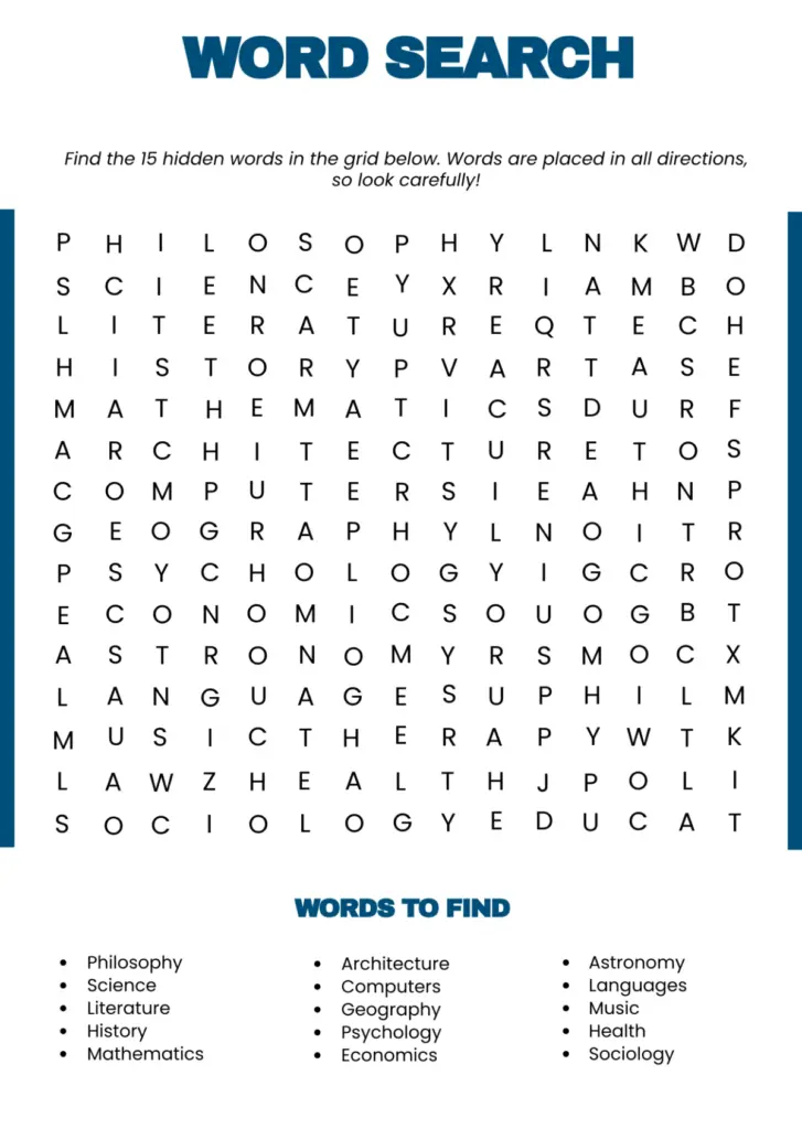 Word Search For Adults Online - Free Word Search for Adults Template to Edit Online