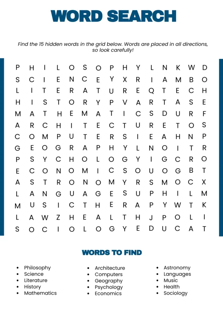 Word Search For Adults Online - Free Word Search for Adults Template to Edit Online
