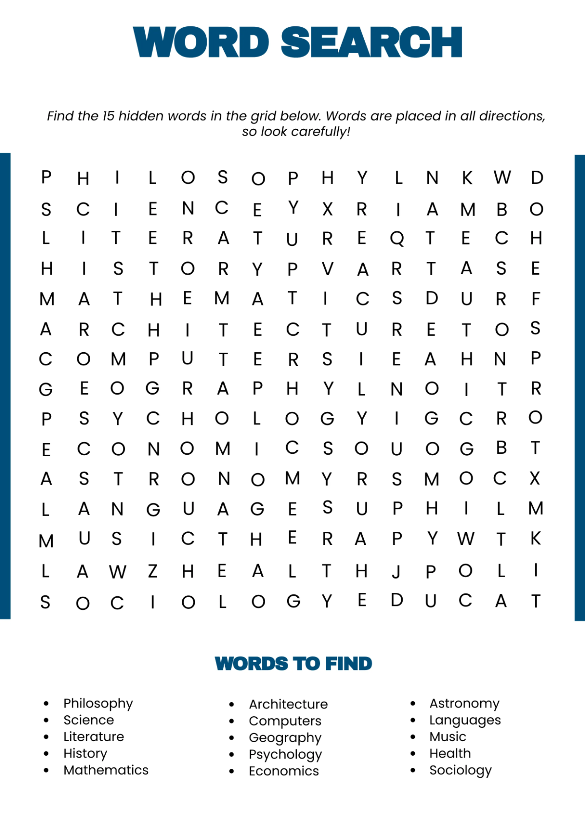 Word Search For Adults Online - Free Word Search for Adults Template to Edit Online