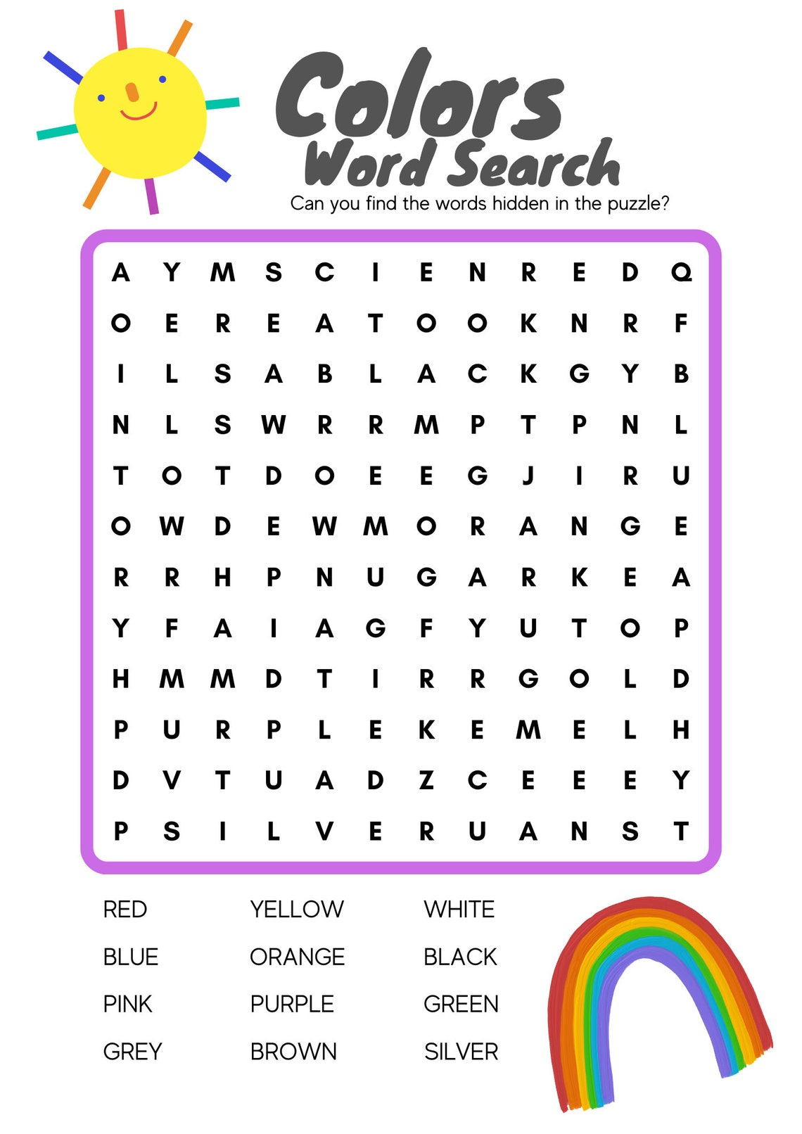 Word Search Online For Kids - Word Search, Kids Activities, Learning Activities, Worksheets, Colour ...