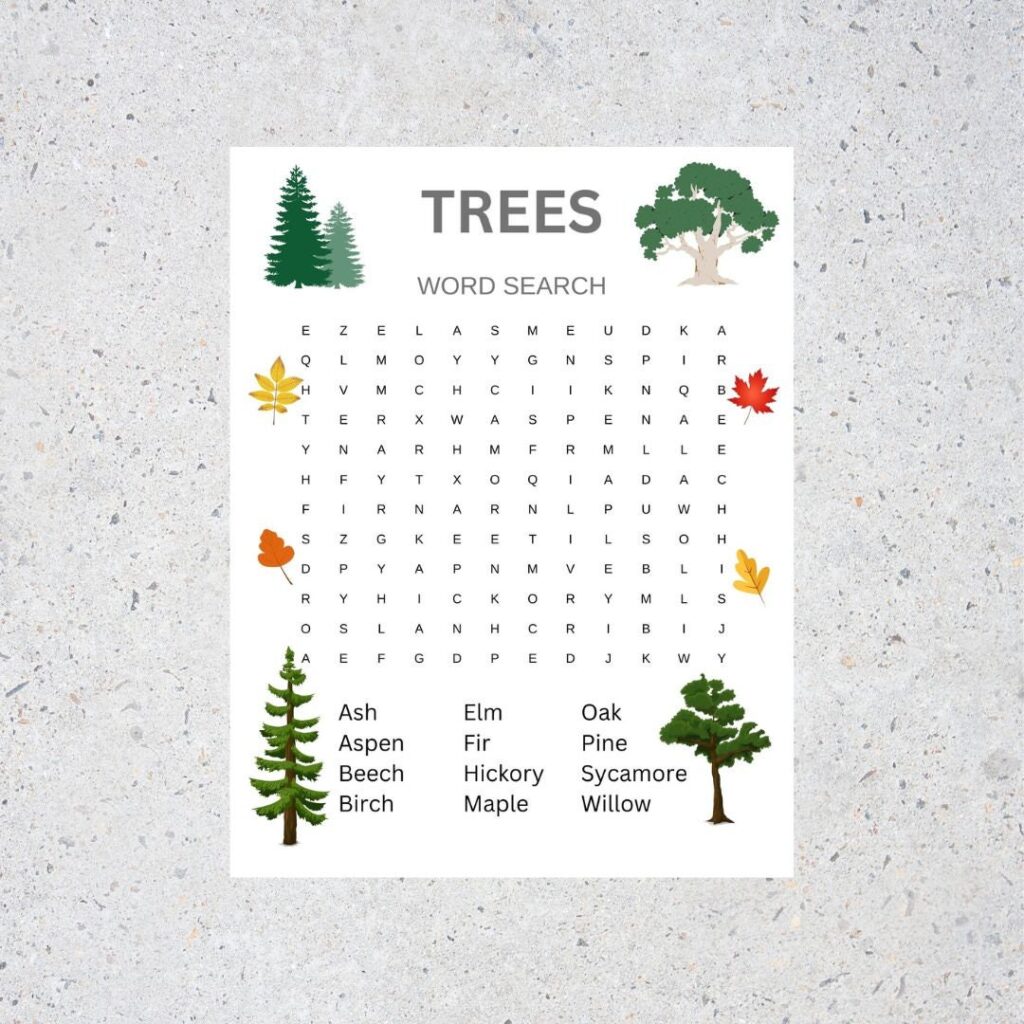 Word Seeker Level 38 Trees - Trees Word Search With Answer Key - Printable - Etsy