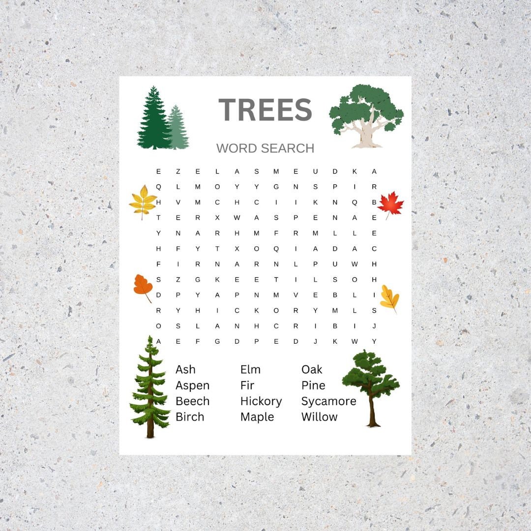 Word Seeker Level 38 Trees - Trees Word Search With Answer Key - Printable - Etsy