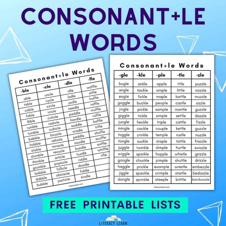 Words That End With Lee - Consonant L-E Word Lists and SyllablesMaking English Fun - Worksheets ...